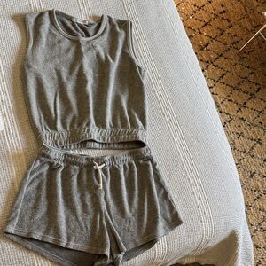 perfectwhitetee Gray Sleeveless Pajama Set